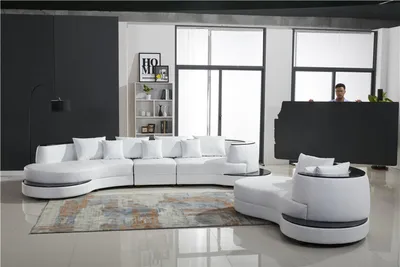 Produktbild von Leder Sofa Ecksofa Wohnlandschaft Rund Couch Sitz Polster Garnitur Rundsofa Neu