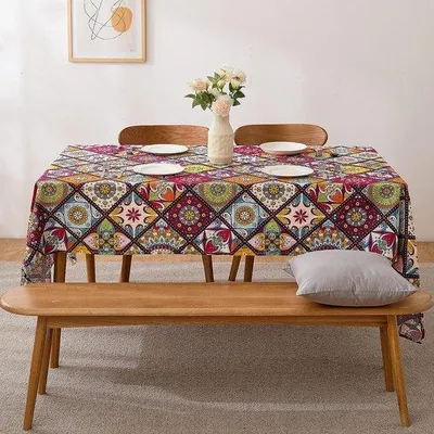 Produktbild von Famanu Tischdecke Wasserfest - Boho-Tischdecke - 100% Baumwolle - 140 x 240 cm