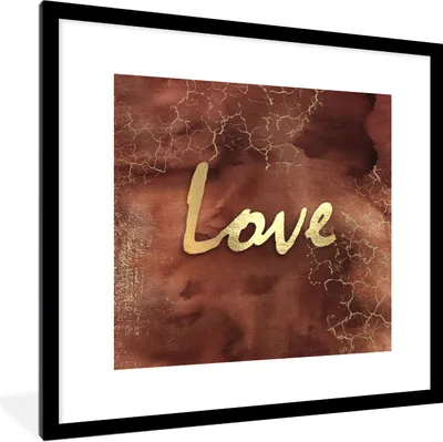 Produktbild von MuchoWow® Gerahmtes Poster Zitat - Liebe - Braun - Gold 40x40 cm - Poster mit Schwarzem Bilderrahmen Wandposter Rahmen Foto Bilder - Poster - Plakat im Rahmen