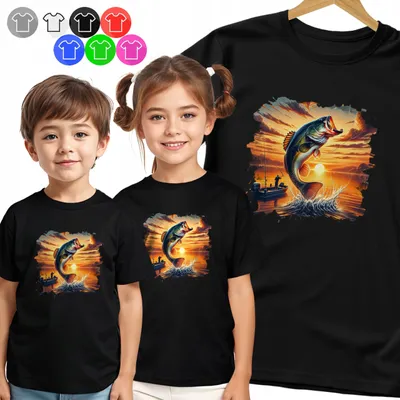 Produktbild von Kinder T-Shirt - WĘDKARSTWO ZACHÓD SŁOŃCA ŁÓDŹ für Kinder - M