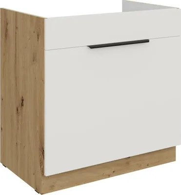Produktbild von Spülenunterschrank LUNARA – Breite 80 cm, Weiß/Eiche Artisan