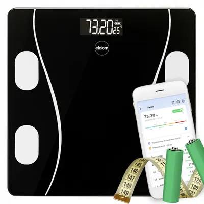 Zdjęcie produktu dla Inteligentna, analityczna waga szklana z Bluetooth, do 180 kg, z pomiarem BIA