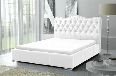 Produktbild von Polsterbett Bett Komplettset SULTAN Kunstleder Weiss 160x200cm