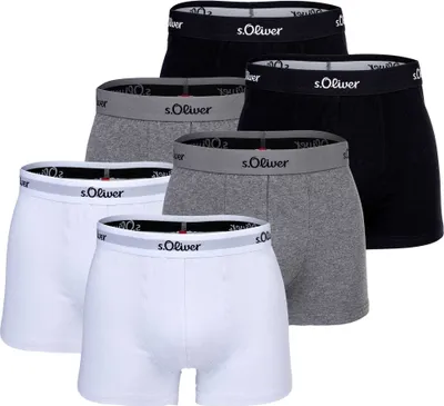 Zdjęcie produktu dla s.Oliver bokserki męskie, zestaw 6 sztuk - bokserki, bawełna stretch szary/czarny/biały L