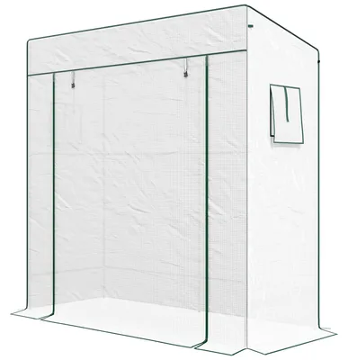 Obrázok produktu pre Záhradná skleník s rolovacími dverami | Farba: biela, zelená | Rozmery: 77 x 196 x 197/178 cm