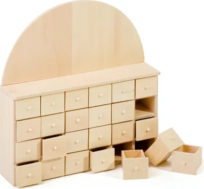 Produktbild von VBS Adventskalender mit 24 Schüben, Rohholz, 24 x 5,5 x 25,5 cm