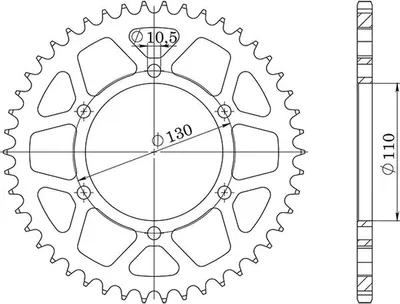 Productafbeelding van Staal kettingtandwiel Supersprox 520 - 43 tanden (zwart) RFE-486:43-BLK | Binnendiameter 110,0 mm, lengte 130,0 mm, 6 gaten