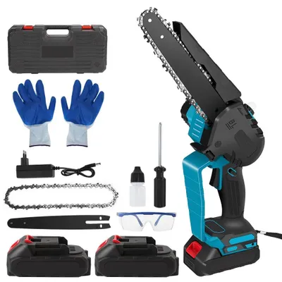 Image de Mini tronçonneuse - Scie d'élagage - Scie manuelle - Tronçonneuse - 8 pouces - Portable - Sans fil - 2000W - pour jardin