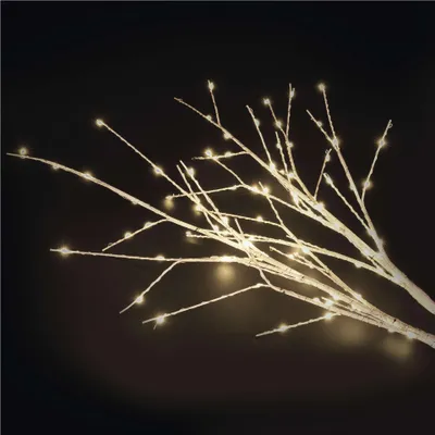 LED Deko – 2x Birkenzweig, 60 cm, 3x AA, für den Außen. und Innen.,warmweiß, Zeitschaltuhr