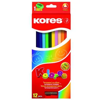 Zdjęcie produktu dla Kores BB93312 Trójkątne kredki ołówkowe Kores "Kolores", pudełko 12 szt