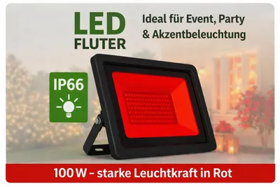 Produktbild von 100W LED Rotlicht Fluter IP66 Außen-Scheinwerfer Flutlicht für Event & Party