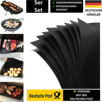 Produktbild von 5x Grillmatte Gasgrill BBQ Grillmatten Grillunterlage Backmatte Antihaftbeschich