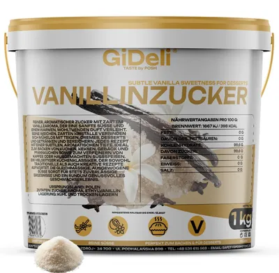 Produktbild von Vanillinzucker 1kg Intensiv Vanille Aroma Backaroma Gebäck Schlagsahne GiDeli