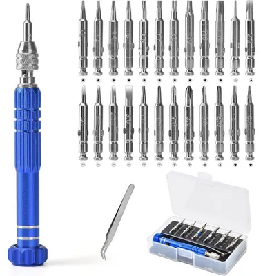 Productafbeelding van Set van 26 precisieschroevendraaiers, mini-formaat, geschikt voor mobiele telefoons, brillen, horloges, elektronica en sieraden, met bits van CRV-staal