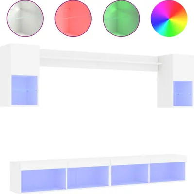 Produktbild von vidaXL 6-tlg. Wohnwand mit LED-Beleuchtung Weiß Holzwerkstoff