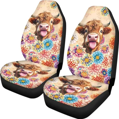 Image de Ensemble de 2 housses de siège universelles pour voiture, motif floral bohème