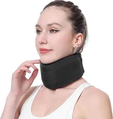 Produktbild von Halskrause aus weichem Schaumstoff. Stützorthese für die Halswirbelsäule aus Schaumstoff. Lindert Schmerzen und Druck auf die Wirbelsäule - L(Schwarz)