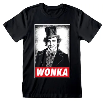 Productafbeelding van Uni T-shirt met korte mouwen, Willy Wonka, zwart - maat L