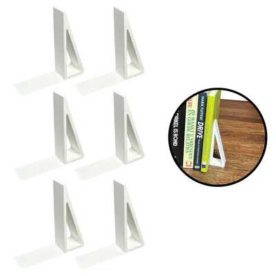 Produktbild von Buchstützen - Weiß - 6er Set - Unsichtbare Buchstütze für Regale