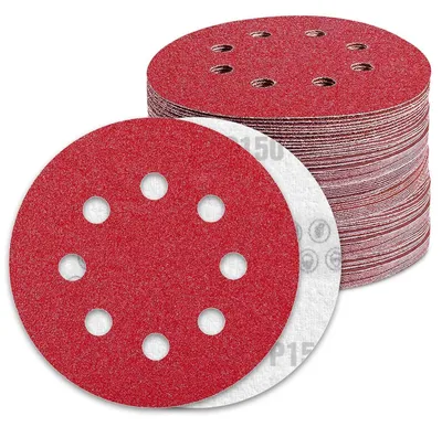 Obrázok produktu pre Brúsne kotúče 125 mm, s lepiacou vrstvou, zrniteľnosť 150, 8 otvorov, určené pre excentrické brúsky, 100 kusov