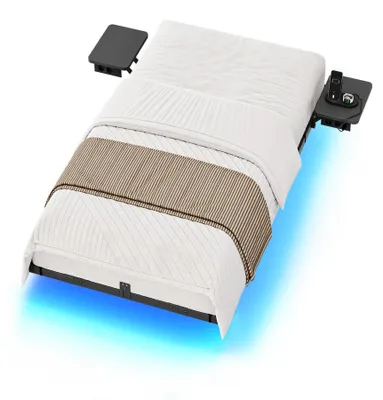 Obrázek produktu pro YITAHOME, čelo postele s LED osvětlením a nabíjecí stanicí USB-C, bez matrace, rozměry 90x200 cm