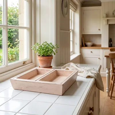 Produktbild von Holztablettset, 3 Tabletts, Beige, eckig | Holz, beige | H 6,0 x B 31,0 cm