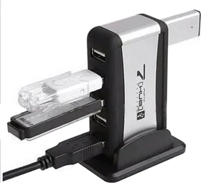 Produktbild von O19C 7-Port USB 2.0 Hub mit Netzteil & Standfuß – High-Speed USB Verteiler für PC & Laptop, kompatibel mit Windows & Mac OS