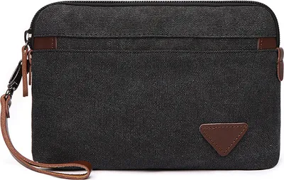 Produktbild von INF Herren Canvas Clutch Tasche, große Clutch Tasche mit Reißverschluss für Herren Schwarz