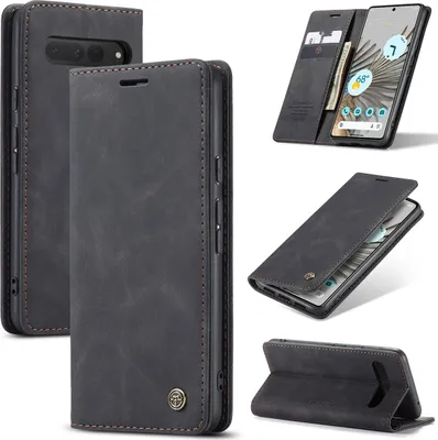Immagine prodotto di Custodia Google Pixel 7 Pro, Custodia retrò in Finto cuoio con funzione stand per Google Pixel 7 Pro nero