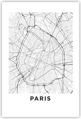 Produktbild von Poster - Poster ohne Rahmen - Stadt Karte Paris - 61x91,5 cm - Wand Bild - Wanddeko - Wandbilder - Kunstposter - Wandposter - Bilder - Kunstdruck - Wanddekoration - Wandbild - P2XPA61x91-4868