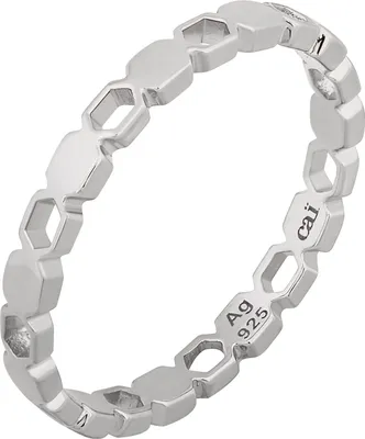 Produktbild von cai Ring 925/- Sterling Silber rhodiniert Hexagon Cut Outs Stacking