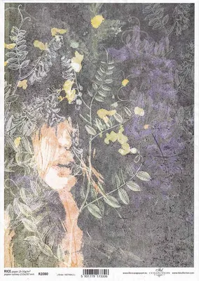 Immagine prodotto di ITD Carta di riso Carta da decoupage Viso femminile, piante R2080