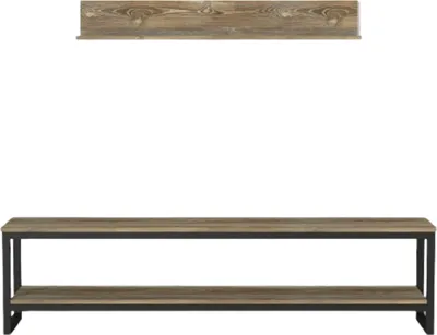 Produktbild von Wohnwand Wanna mit Hängeregal und schwarzen Metallfüßen in Eiche Holzoptik, 5064