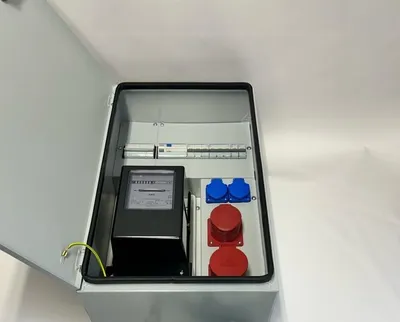 Produktbild von IP54 Metall  Wandverteiler Stromverteiler CEE 32A 16A 2x230V mit HAGER Sicherungen FI /LS  Stromzähler