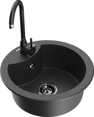 Produktbild von Mexen Diego 1-Becken-Granit-Spüle mit Mischbatterie Telma, Schwarz gesprenkelt - 6512-76-670200-70-B