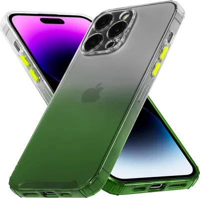 Produktbild von Conie Farbverlauf Schutzhülle für iPhone 14 Pro Silikon Case Kamera Schutz Cover Hülle in Grün matt