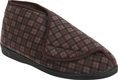 Image de Comfylux Pantoufles James pour hommes avec velcro, à carreaux DF813 (46 EU) (Marron)