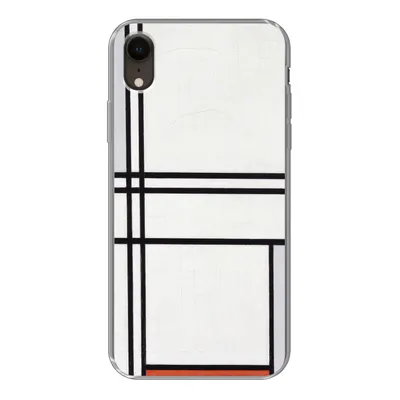 Produktbild von MuchoWow® Handyhülle Schutzhülle Hülle für iPhone XR Komposition 1 mit Rot und Grau - Piet Mondrian Silikon Softcase Handy Hülle - Schutzdeckel