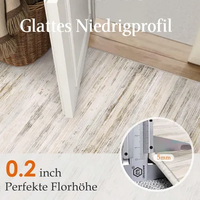 Image de Tapis de salon, dimensions 80x150 cm, couleur beige, à poils courts, lavable en machine, antidérapant, idéal pour une chambre