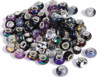 Produktbild von 100 Stück Perlen Großes Loch Europäische Perlen Strass Großlochperlen, 15mm Acrylperlen mit Großem Loch, Harz Rondelle Spacer Perlen, European Beads für DIY Armbänder Halsketten Schmuck