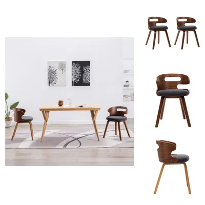 Image de vidaXL Chaise de salle à manger 2 pcs. Gris foncé Bois courbé et tissu - Chaises de salle à manger