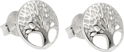 Produktbild von Ohrstecker 10mm Ohrringe Lebensbaum rund glänzend 925 Silber Ohrschmuck