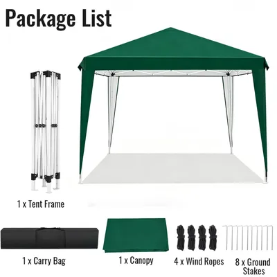 Produktbild von Pop Up Pavillon - 3x3 m Faltpavillon Gartenzelt - Höhenverstellbar - Leicht - Mit Tragetasche, Heringen & Abspannseilen - Grün