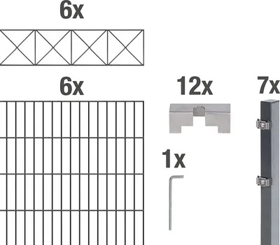 Produktbild von Alberts Doppelstabmattenzaun Nexus, Höhe 140 cm, Länge 12 m, 2 m Matte, anthrazit, zum Einbetonieren