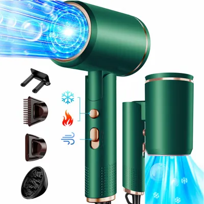 Produktbild von KUGI Haartrockner Föhn Ionen,klappbar,mit 3 Stylingdüse, 2500W, 6-Betriebsarten,Schnelltrocknen,Reiseföhn Hairdryer