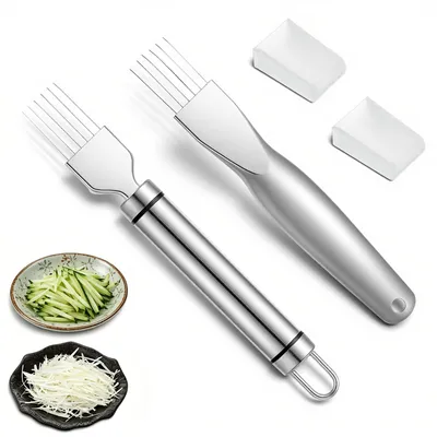 Frühlingszwiebelschneider 2er-Set, Edelstahl, Mehrfachklingen