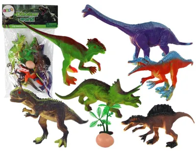 Produktbild von Set mit 6 Dinosaurierfiguren Zubehör