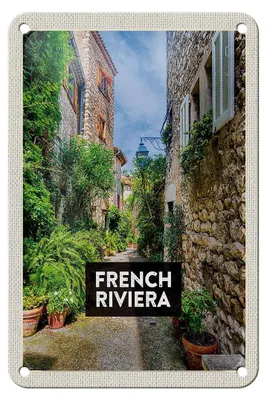 Produktbild von Blechschild Reise 12x18cm French Riviera Altstadt Geschenk Dekoration