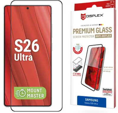 Produktbild von Displex Premium Panzerglas (Full Cover, 10H) für Samsung S26 Ultra,MountMaster Full Cover, Samsung, Galaxy S26+, Stoßfest, Staubresistent, Schlagfest, Kratzresistent, Schockresistent, Transparent, 1 Stück(e)