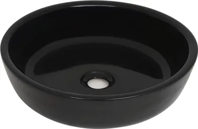 Image de Lavabo rond céramique noir 42x12 cm